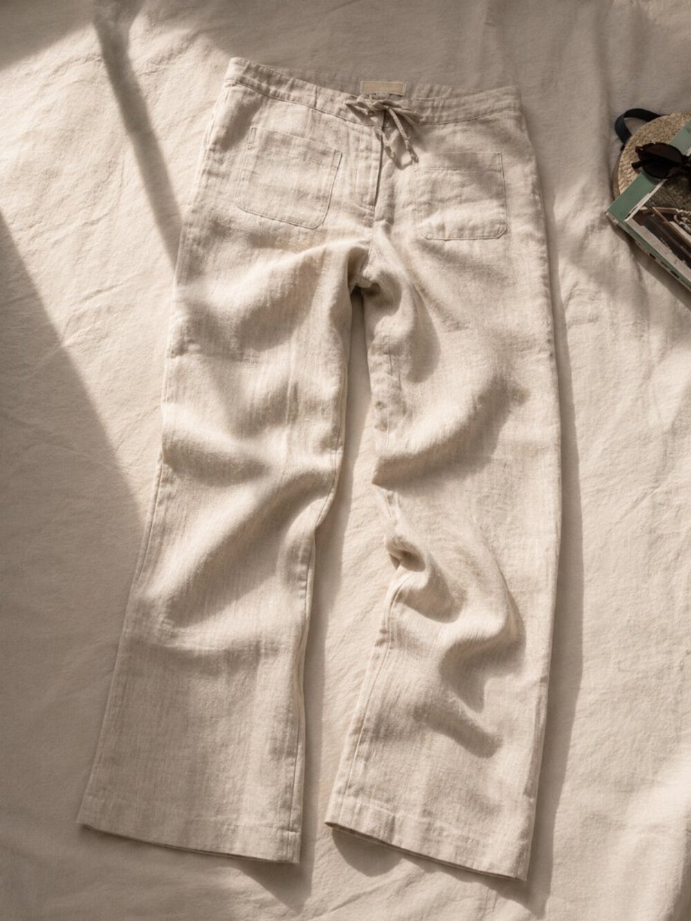 Michael Kors 100% Linen Wide Leg Drawstring Pants Natural Beige Size 6
